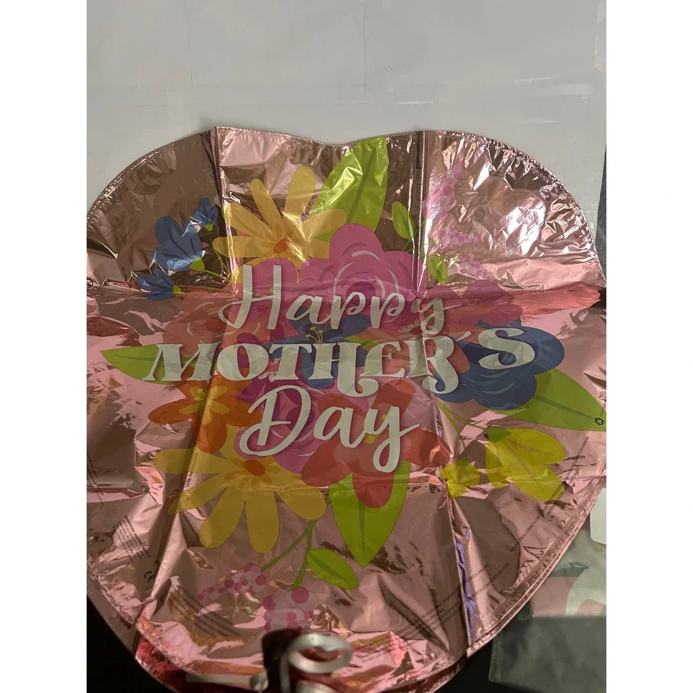 Mylar Balloon Mothers Day Floral Heart Pink Gold Foil Kaleidoscope 18 Inch x 5